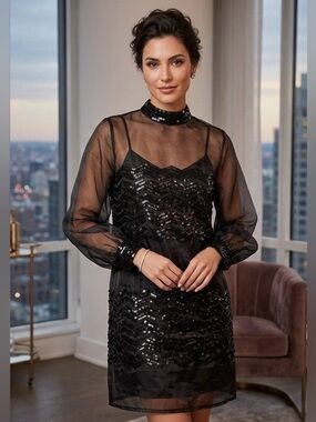 Fanciful Fette Shift Dress Black 60s inspired Cocktail Dress NWT size Large